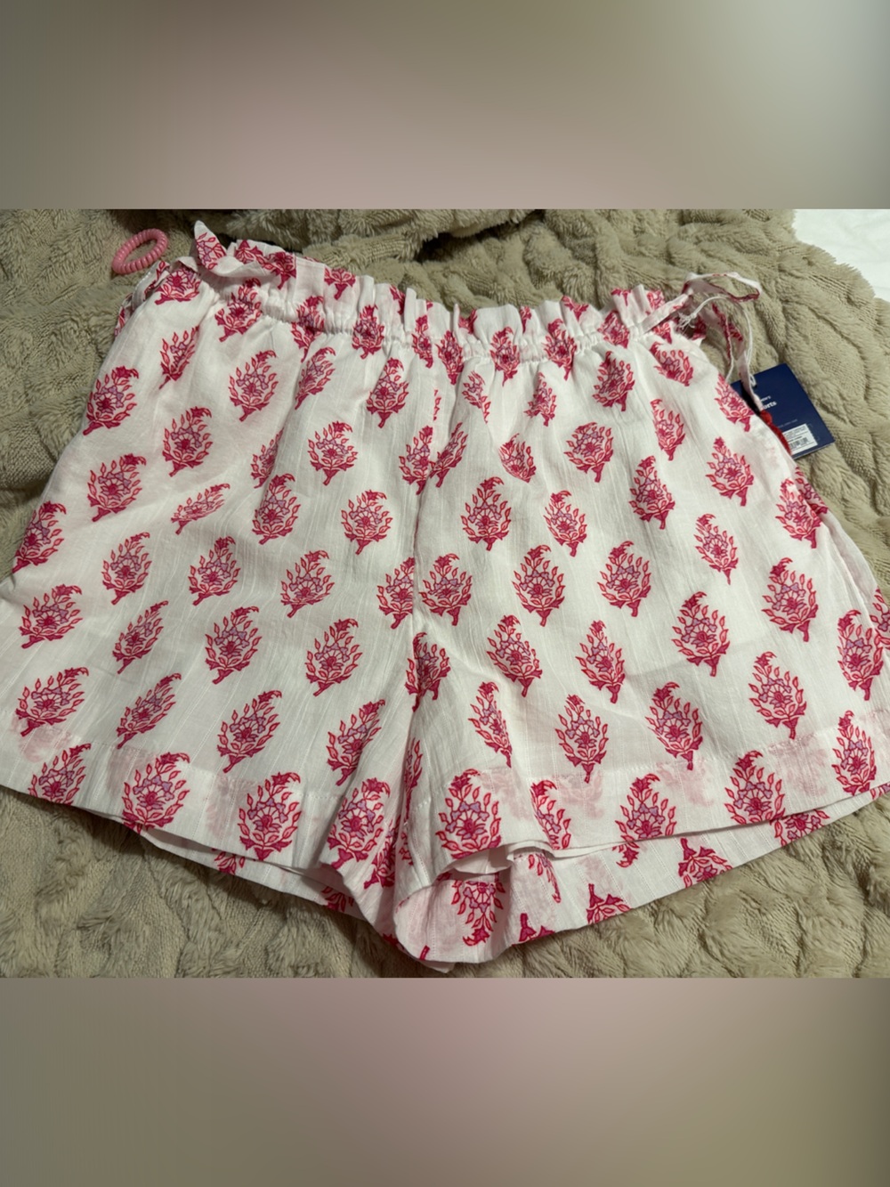 Roller Rabbit Pink Floral Print Elastic Waist Shorts